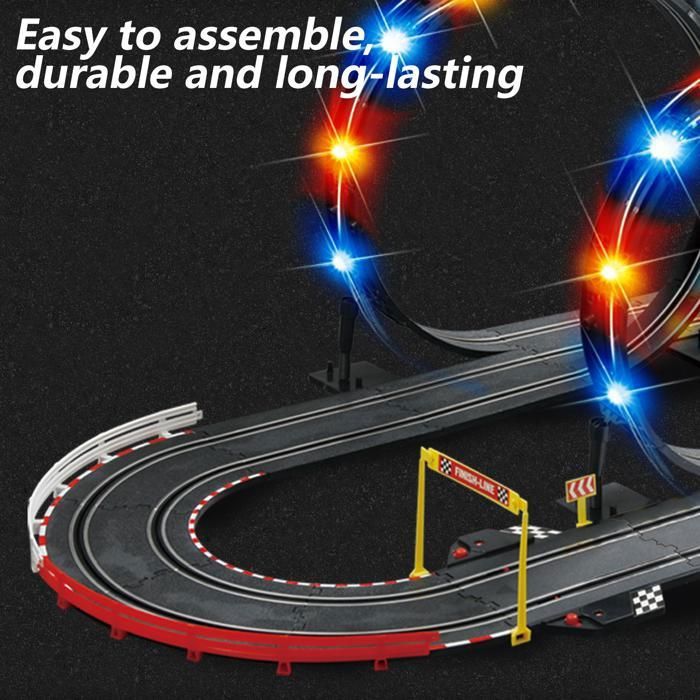 Circuit De Voitures électriques Télécommandées - Double Piste De 4 M - Compteur De Tours - Pour Enfants 4-12 Ans - Cadeau Jeu De Course