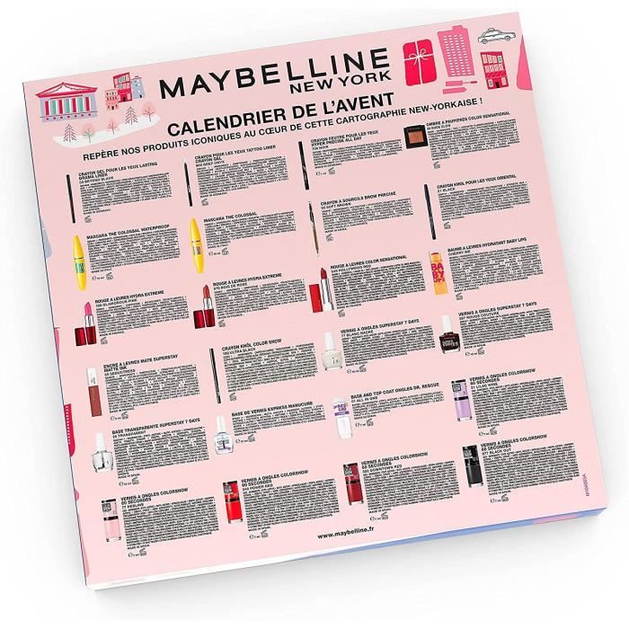 Maybelline New York - Calendrier de l'Avent 2023 - Coffret 24 Produits de  Maquillage - Grand Format - Teint, Regard, Lèvres & Ongles