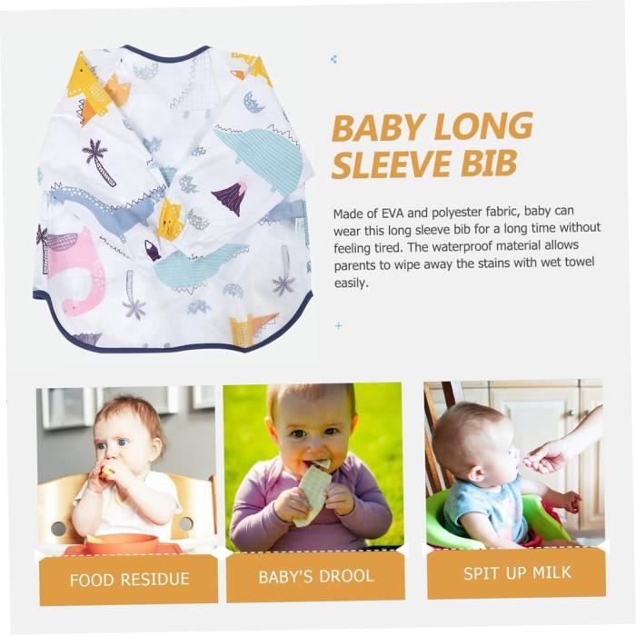 Couleur ours taille S (0,6-2 ans) Bavoirs imperméables à manches longues pour bébés de 0 à 3 ans