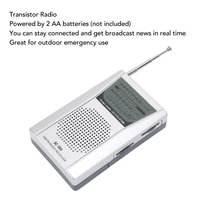 Radio Portable, Radio à Transistor AM FM à Piles Avec Haut-parleurs