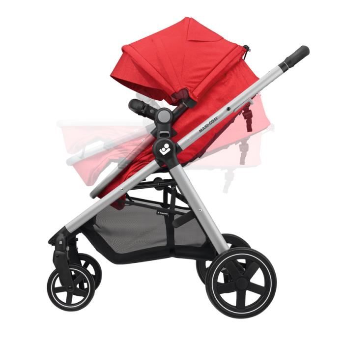 MAXI-COSI Poussette 2 en 1 Zélia, nacelle intégrée, 4 roues, de la  naissance à 3,5 ans, Nomad Red - Cdiscount Puériculture & Eveil bébé