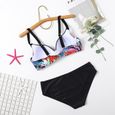 JSTEL - Maillot De Bain 2 Pièces Femme à Bretelles - Motif Père Noël - Bikini Sexy Pour Plage Et Piscine