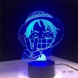 3D LED Luffy Night Light 7 Couleurs Changer Creative One Piece Lampe De Bureau Chambre Atmosphère Anime Décor Luminaires-3