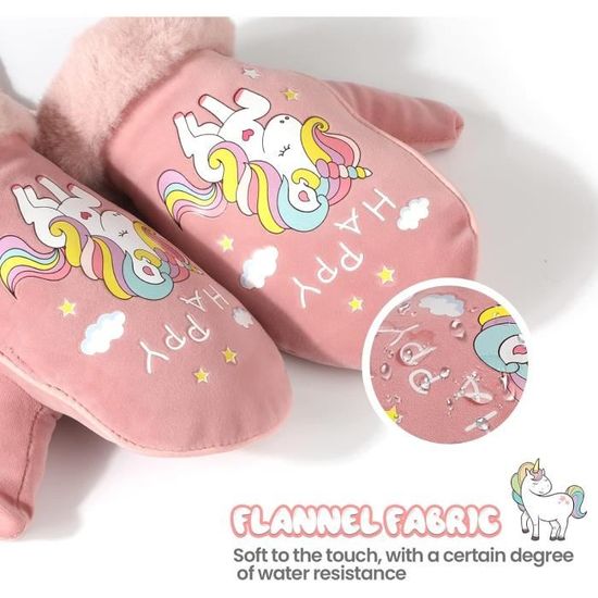 Moufles Hiver Becellen Enfant - Tricot Chaud Doublure Peluche - Ficelle Anti-Perte - 0-3 Ans