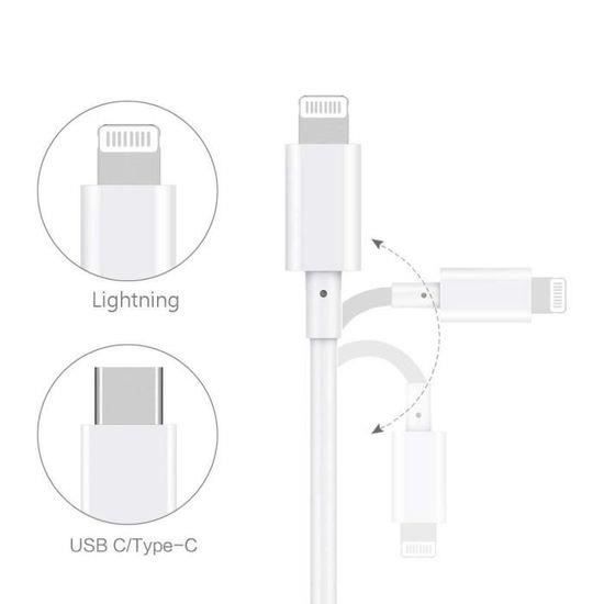 Kit de charge pour iPhone 12 - câble lightning/C et chargeur rapide USB-C -  Blanc ML : le kit de charge à Prix Carrefour