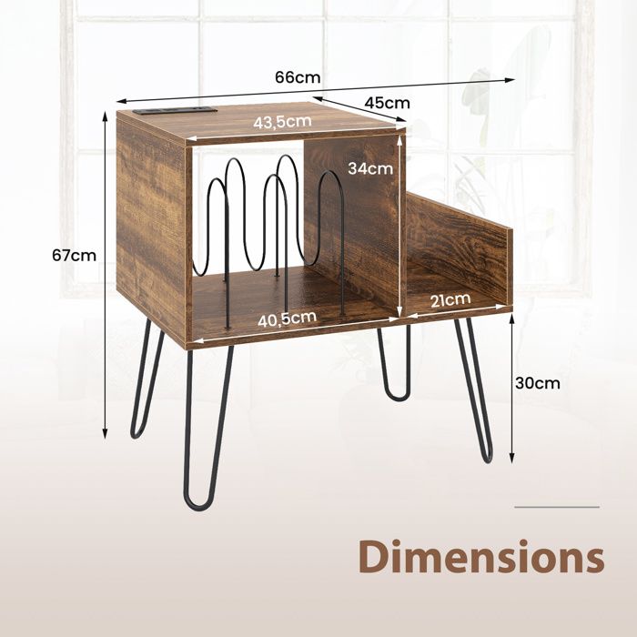 LELELINKY Table De Tourne-disque - Blanc - 80x39x68 Cm - Bois - 3 étagères Réglables