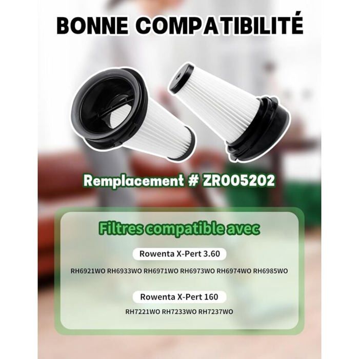 2 Filtres Plissés Pour Aspirateur Rowenta X-Pert 3.60 - Neufs, Modèles RH6974WO RH6975WO