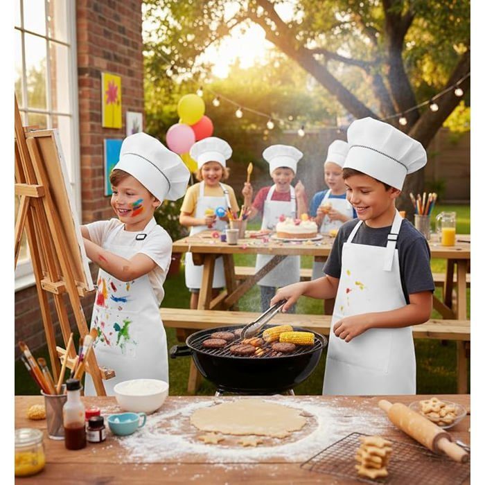 Tablier de chef tablier de cuisine lastique chapeau de chef solide tablier de cuisine unisexe