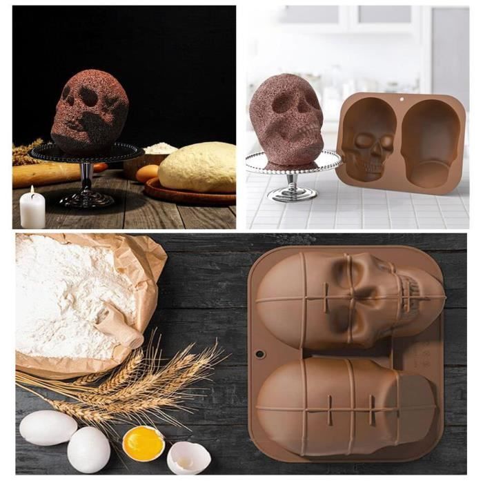 HUAKENER Lot De 2 Moules à Gâteau à 6 Cavités En Silicone Pour Mini Gâteaux, Bombe Au Chocolat, Pudding, Halloween