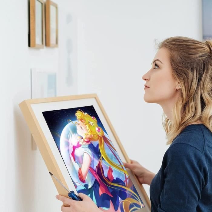 AllWenTo 5D Diamond Painting Kit For Kids With Wooden Frame Easy Small Anime Diamond Painting Full Drill Diamond Art Gem Painting For Beginners 7X7 Inch (Stitch