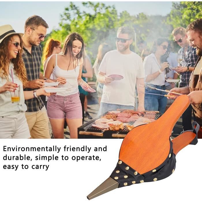 Jsleid Souffleur D'Air En Bois Vintage - Soufflet De Cheminée Manuel Pour Barbecue, Camping Et Feu De Bois