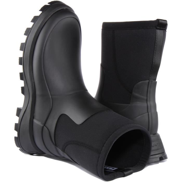 Bottes courtes en neoprene pour femmes HUNTER City Explorer Noir Traction Talon exagere Noir Cdiscount Chaussures