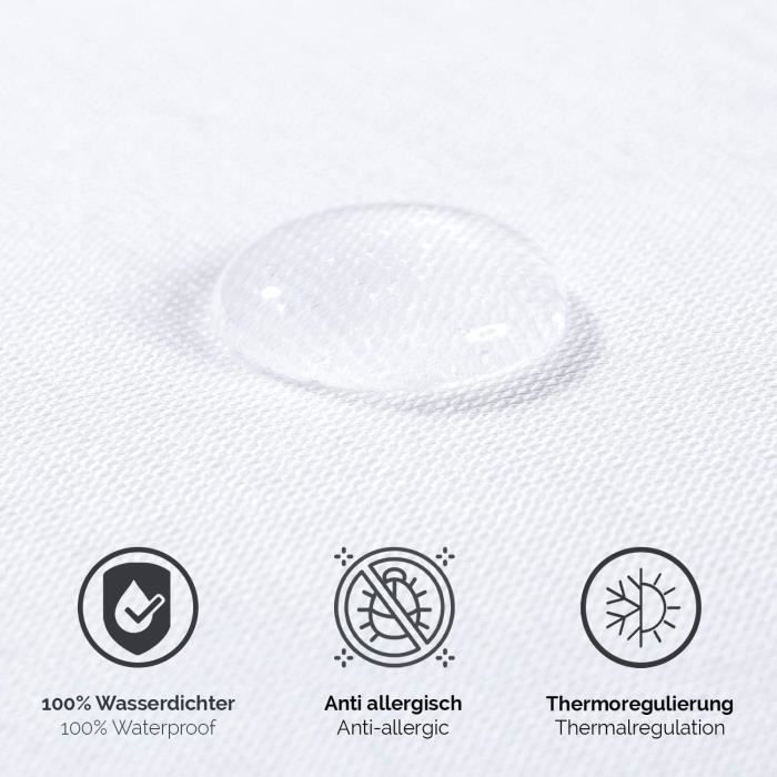 Protège-matelas ISleep - 200x220/230 Cm - Molleton Imperméable - Coton Et Revêtement PU - Lavable Machine