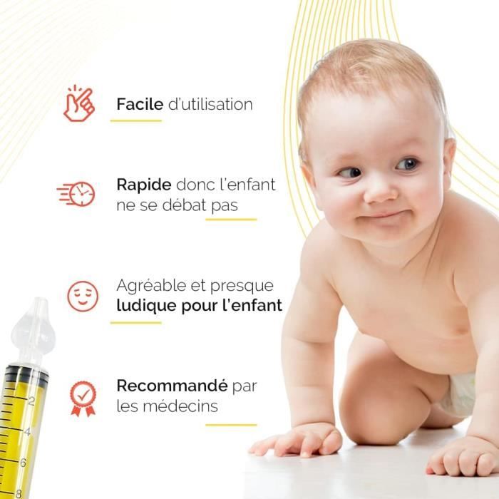 Babybow, 4pcs seringue nasale bebe - kit complet avec cure nez bebe -  mouche bebe - pipette nez bébé - avec embout en silicone doux pour rinçage  de sinus