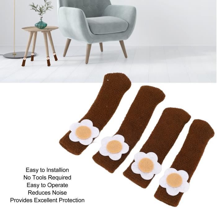 JIM-20pcs/sold Couvre-pieds de table et de chaise doublement tricotés,  résistants et silencieux (petite fleur café)
