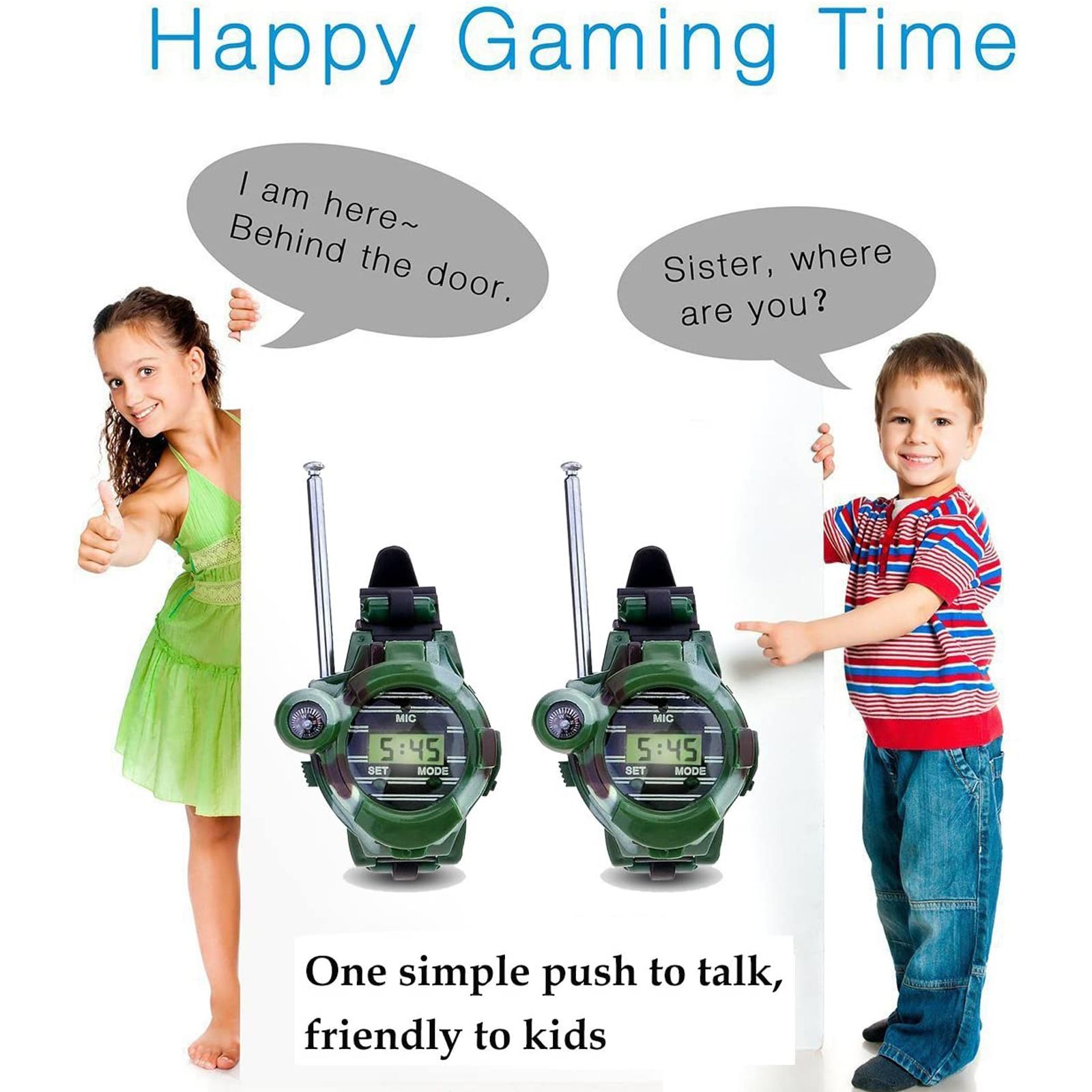 2 Talkies-Walkies Enfants - Portée 75m - Piles AA Non Incluses - Pour Randonnée Camping