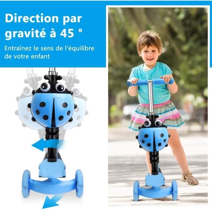 Trottinette avec Siège 5 en 1 pour 2 a 6 Ans Fille Rose - Trotinette 3