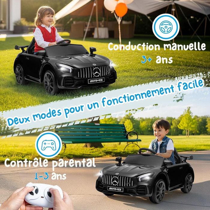 Voiture électrique enfant avec suspension douce, télécommande, lumières