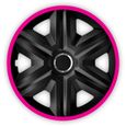 Enjoliveurs de roues FAST LUX noir-rose 15" lot de 4 pièces-0