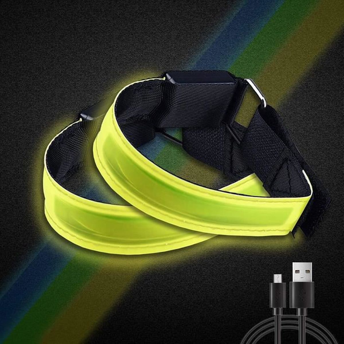 Brassards LED Rechargeables Flintronic – 2 Pièces, 3 Modes, étanches, Réglables, Pour Course, Vélo, Nuit