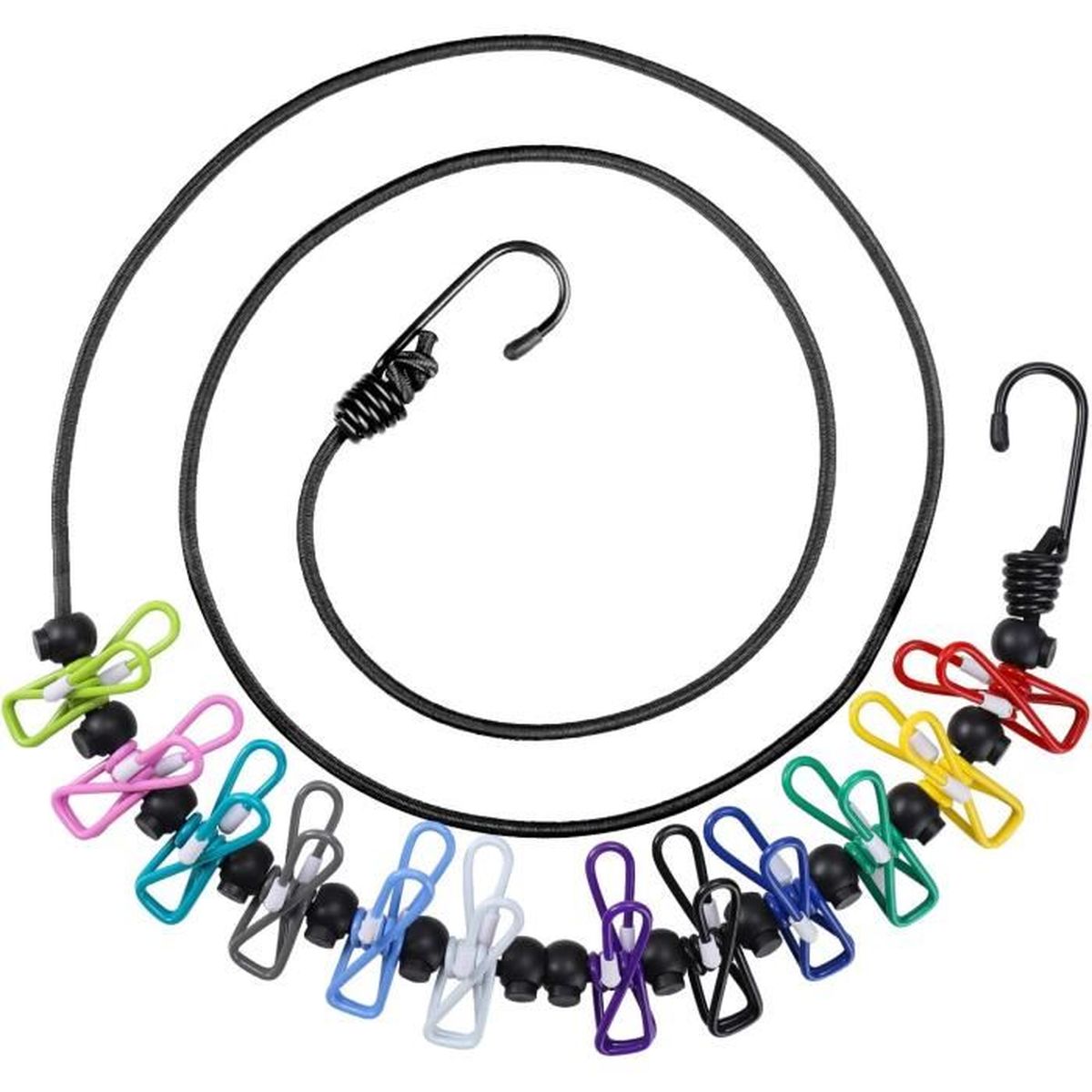 Corde à Linge Rétractable RYAN 10M - Lot De 2 Avec 20 Pinces Pour Camping Et Extérieur