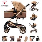REENBORN Magic ZC Poussette bébé, Poussette 3 en 1 avec grande nacelle, poussette trio, pliable un clic, cadre en alliage d'aluminium, Kaki