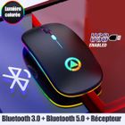 YINDIAO Souris Sans Fil Rechargeable,Souris Bluetooth Silencieuse Sans Fil,Bluetooth 5.0,2.4GHz-Noir