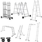Échelle multifonction - AUFUN - 6 en 1 - Pliable - Résistante à 150kg - Aluminium Argenté