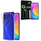 VCOMP Pour Xiaomi Mi 9 Lite- Mi A3 Lite 6.39": Coque silicone gel UltraSlim - TRANSPARENT + 2 Films Verre Trempé