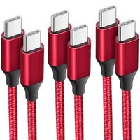 3x Câble USB-C vers USB-C Charge Rapide pour Samsung Galaxy A24 A23 A22 A03s A04s A02s A12 A13 A14 - Nylon Tressé Rouge 1M