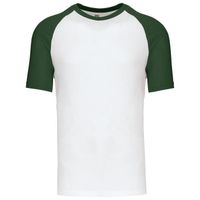 T-shirt bicolore baseball - Homme - K330 - blanc et vert foncé
