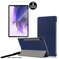 Coque Smart Bleu Premium pour Samsung Galaxy Tab S7 FE 12.4” T730 / Tab S7 Plus T970 + 2 verres trempé avec Stylet Toproduits®