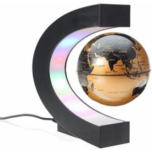 Qkiss Globe Lumineux de 4 Pouces Globe Terrestre Globe Flottant Carte du Monde Cadeaux éducatifs pour Enfants Noir + Argent Decoration Maison