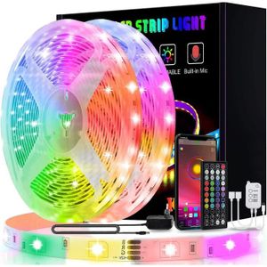 10.2m Ruban à LED,LED Ruban 5050 RGB SMD Multicolore Bande LED Lumineuse avec Télécommande changement Synchroniser avec Rythme de Musique 