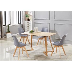 Table Imprime Chene 4 Chaises Scandinaves Grises Ensemble Pour
