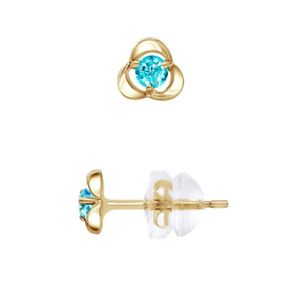 Boucles D'oreilles Clous Plaqué Or Avec Zircon Bleu - Pierres Cristaux - Bijouterie Dorée