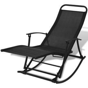 CHAISE LONGUE Chaise à bascule de jardin Acier et textilène Noir
