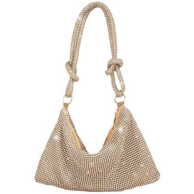 Pochette Soirée Femme Avec Pompons Et Strass – Soie/satin, Chaîne Amovible, 20x12x3 Cm - 12