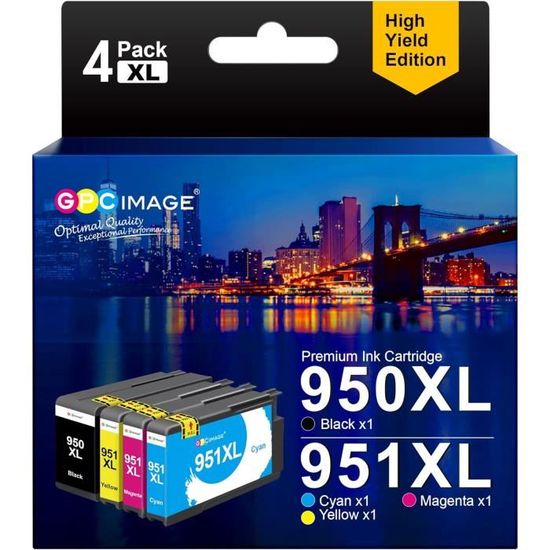 Cartucce Compatibili HP 951XL Cartucce Inchiostro Compatibili HP 950XL 951XL Per Stampanti OfficeJet Pro 8100, 8600, 251dw, 276dw - CHIP V5, 4 Pezzi Cartucce AColori HP