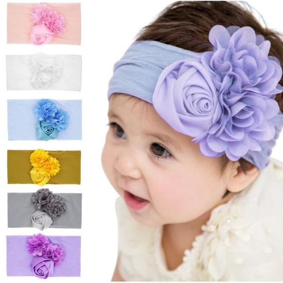 Lot De 6 Turban Bonnet Bébé Fille Bandeau Cheveux Enfant Naissance Chapeaux Noeud Fleur Mignon