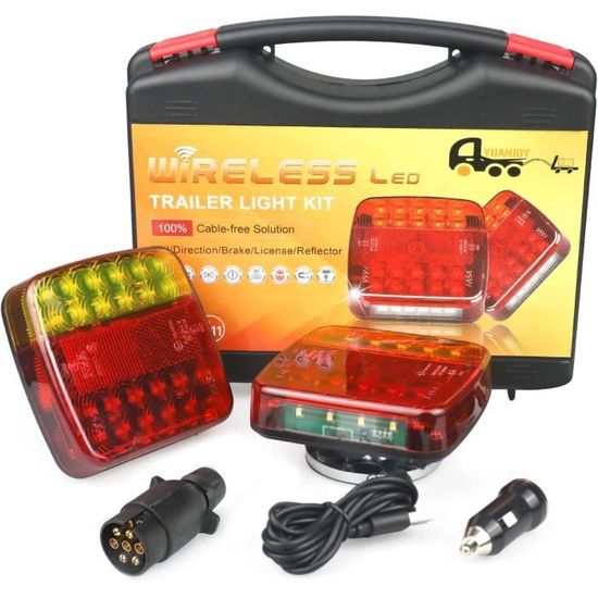 Feux De Remorque Magnétiques Sans Fil - Rechargeables USB, étanches IP65 - Feux Stop, Clignotants, Position - E-Mark