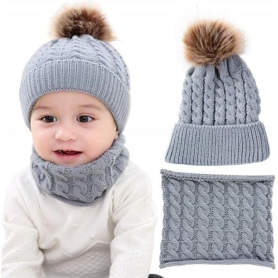 Echarpe De Bonnet Hiver Bonnet Bebe Fille Hiver Pompom 0 24 Mois Tricotes Bonnet Echarpe Ensemble Enfants u3228 Cdiscount Pret a Porter