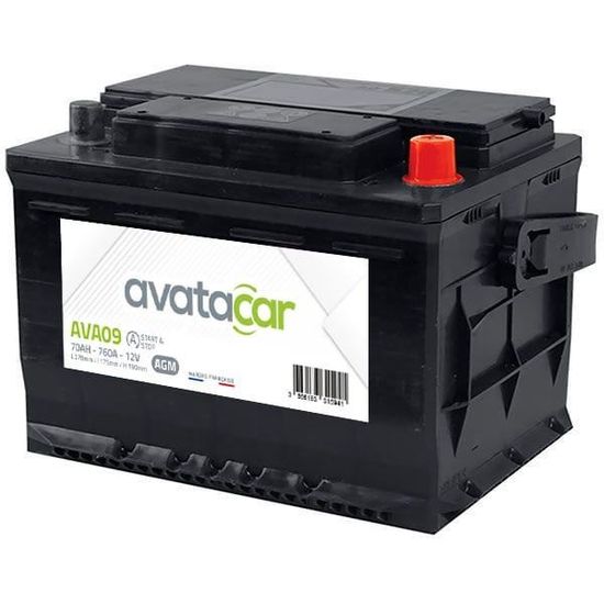 Batterie Voiture AGM Start and Stop - 12 V - 70 AH - 720 A
