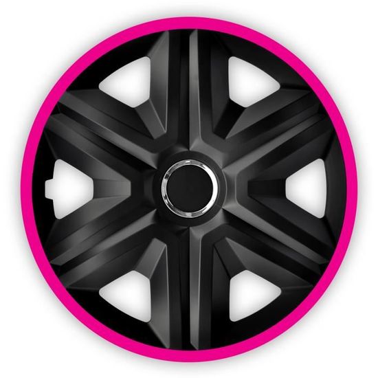 Enjoliveurs de roues FAST LUX noir-rose 15" lot de 4 pièces