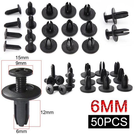 Mothinessto Rivet de fixation de garde-boue Lot de 100 rivets en