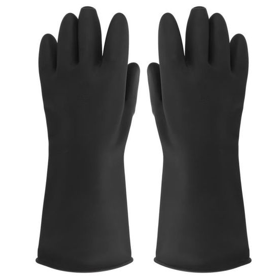 Gants En Caoutchouc - 2 Paires, 35 Cm, Noir - Imperméables, Résistants Aux Acides Et à L'Abrasion - Pour Ménage, Jardin, Labo