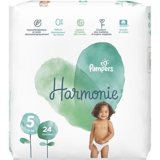 LOT DE 5 - PAMPERS Harmonie - Couches taille 5 (11 kg+) - 24 couches