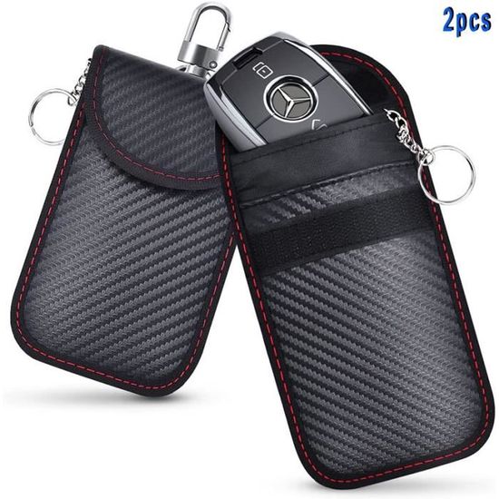 ONEVER - Lot De 2 Pochettes Faraday Anti-Piratage - Bloque Signal GPS/RFID - Téléphone, Clé Voiture