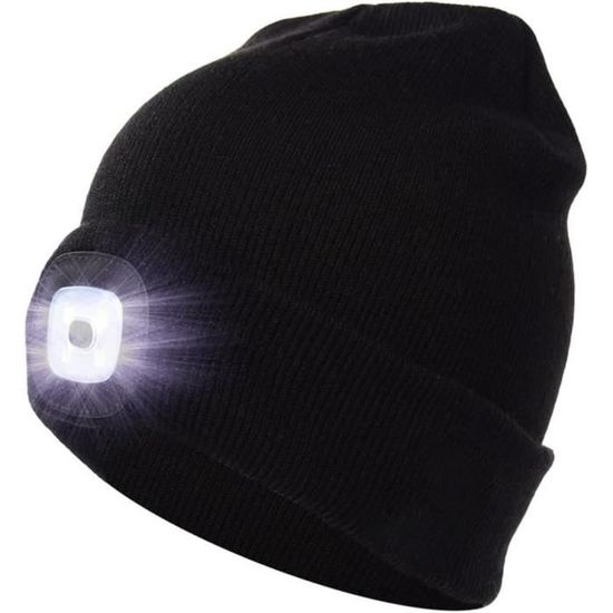 Bonnet Beanie Avec Lampe Frontale LED Et Bluetooth - Lumière 500 Lumens, Musique, Rechargeable USB - Bleu