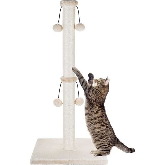 Dimaka Tiragraffi Per Gatti Alto 94 Cm, Con Corda In Sisal E Rivestito In Morbido Peluche Liscio, Antigraffio Verticale [completamente Elasticizzato - 4